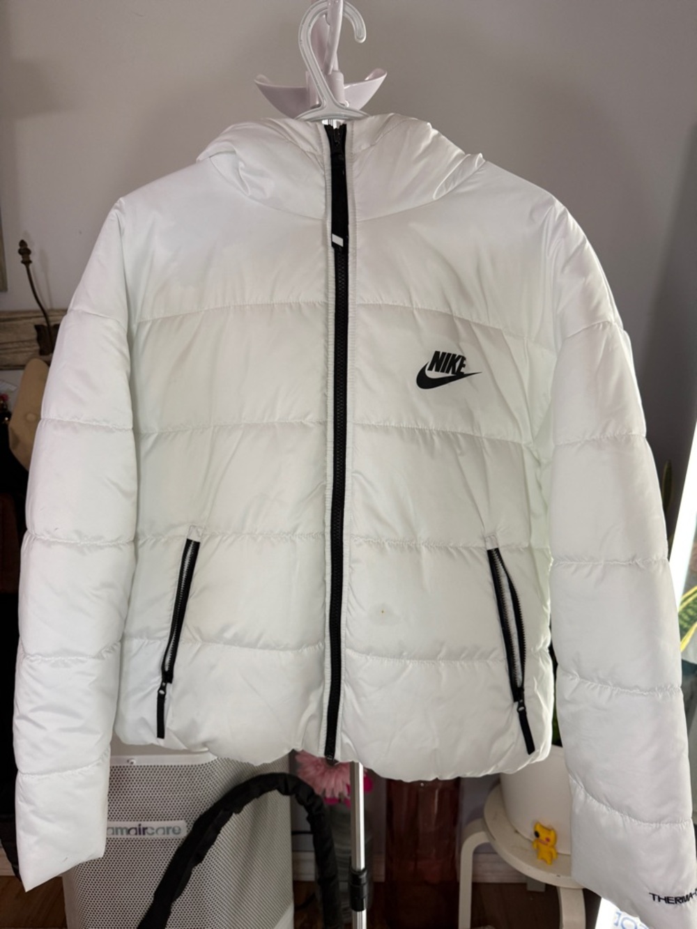 Nike White Puffer Jacket with Black Accents